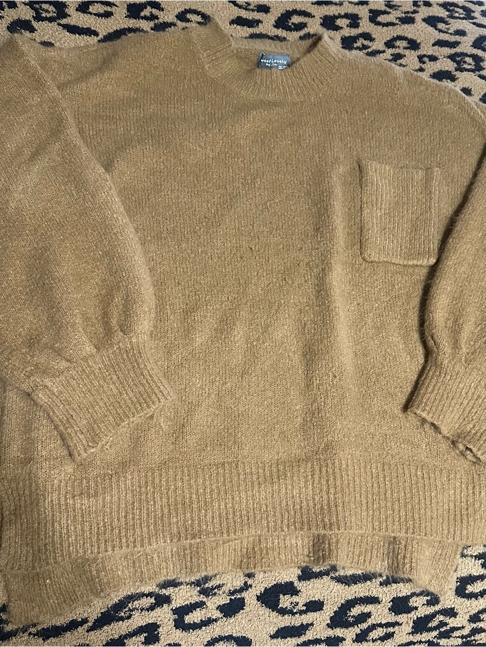 Sweet Lovely by Jen Camel Cozy Knit Sweater 1X/2X Lightly Worn